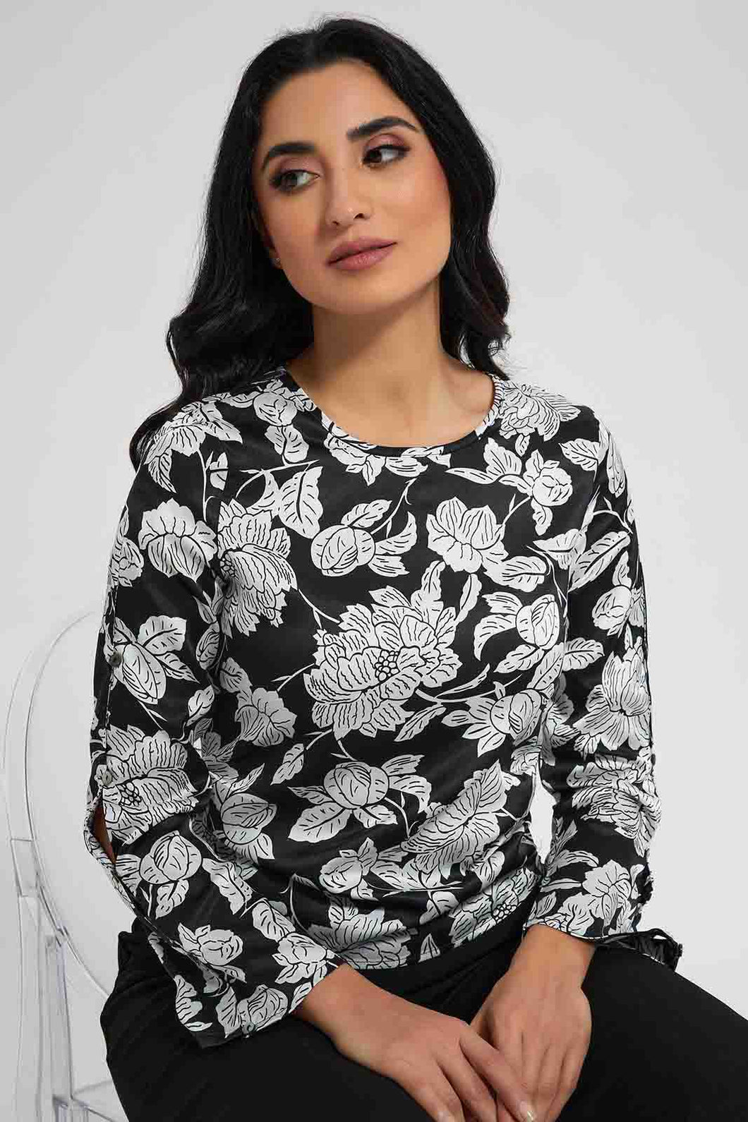 Redtag-Black-Floral-Print-Blouse-Blouses-Women's-