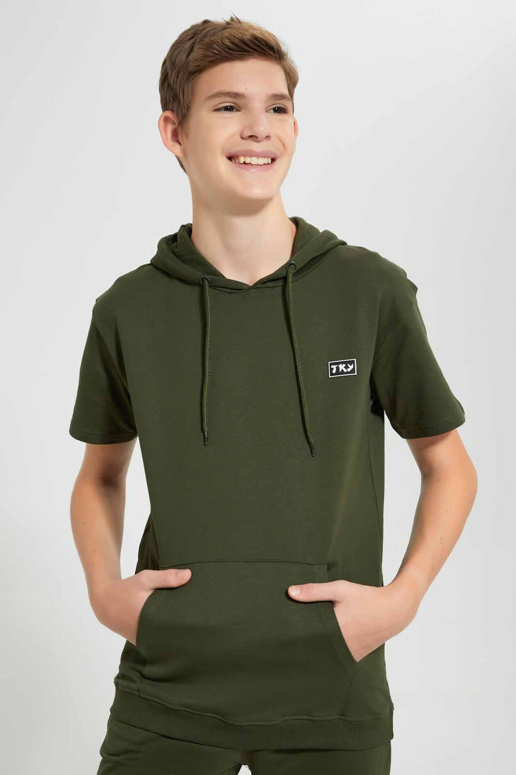 Redtag-Olive-Keyshape-SweaT-Shirt-Sweatshirts-Senior-Boys-9 to 14 Years