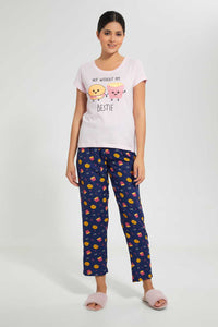 Redtag-Pink-Not-Without-Bestie-Printed-Pyjama-Set-Pyjama-Sets-Women's-