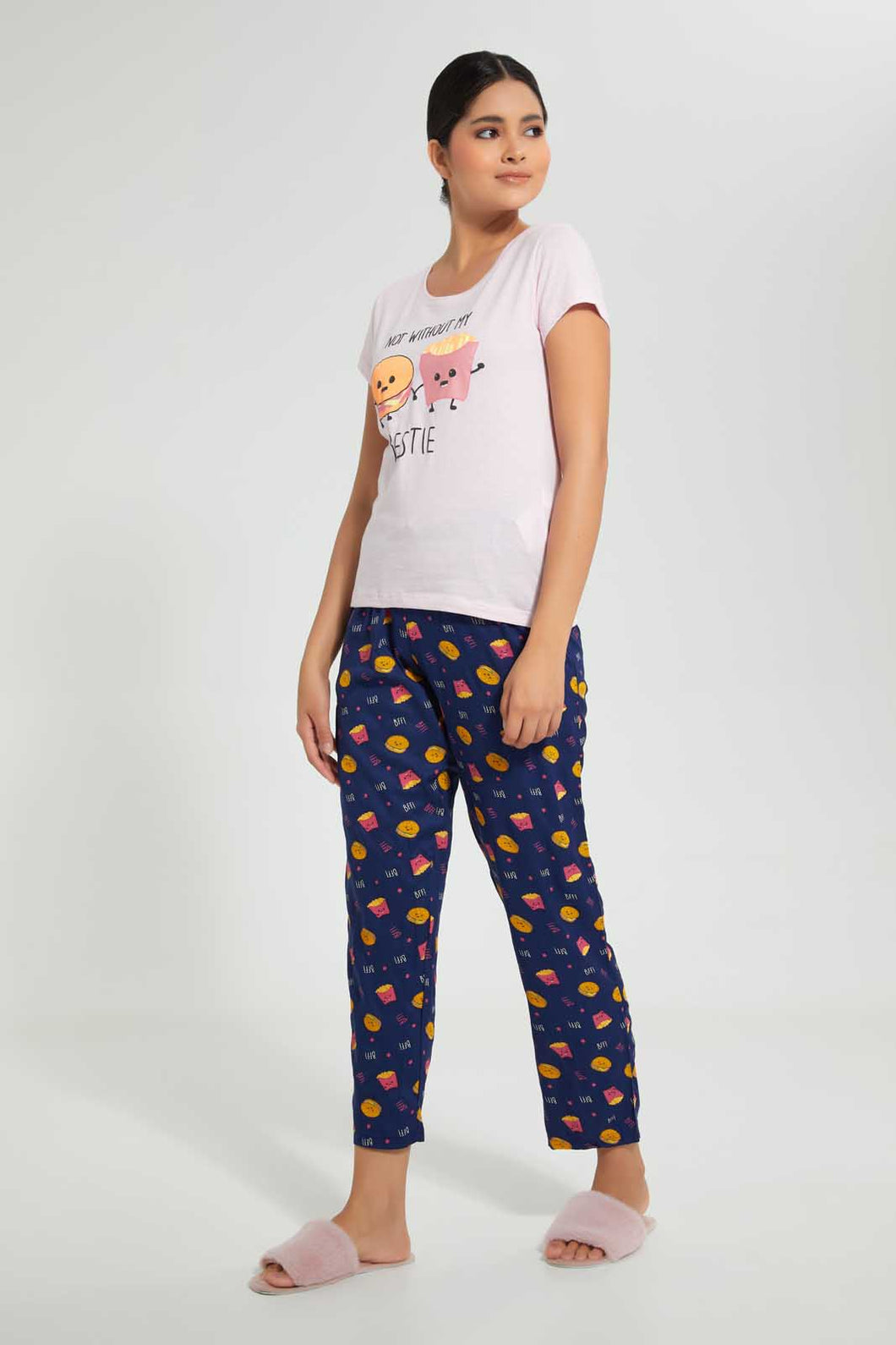 Redtag-Pink-Not-Without-Bestie-Printed-Pyjama-Set-Pyjama-Sets-Women's-