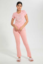 Load image into Gallery viewer, Redtag-Peach-Polka-Printed-Pyjama-Set-Pyjama-Sets-Women&#39;s-
