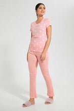 Load image into Gallery viewer, Redtag-Peach-Polka-Printed-Pyjama-Set-Pyjama-Sets-Women&#39;s-
