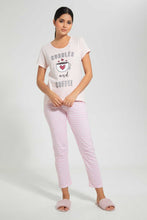 Load image into Gallery viewer, Redtag-Pink-Cuddles-Printed-Pyjama-Set-Pyjama-Sets-Women&#39;s-
