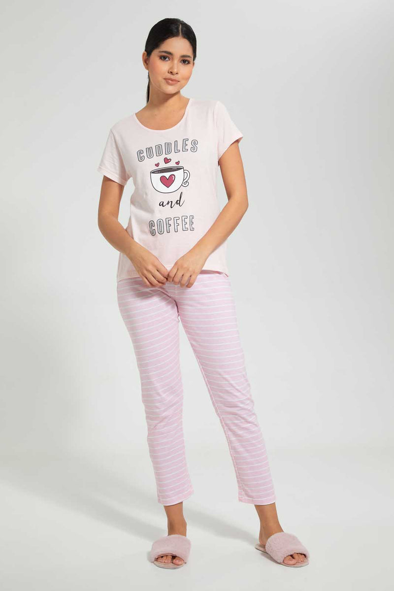 Redtag-Pink-Cuddles-Printed-Pyjama-Set-Pyjama-Sets-Women's-