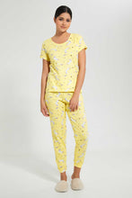 Load image into Gallery viewer, Redtag-Yellow-Allover-Printed-Pyjama-Set-Pyjama-Sets-Women&#39;s-
