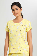 Load image into Gallery viewer, Redtag-Yellow-Allover-Printed-Pyjama-Set-Pyjama-Sets-Women&#39;s-

