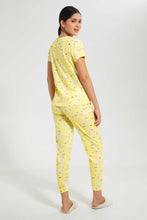 Load image into Gallery viewer, Redtag-Yellow-Allover-Printed-Pyjama-Set-Pyjama-Sets-Women&#39;s-
