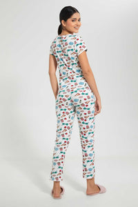 Redtag-White-Allover-Printed-Pyjama-Set-Pyjama-Sets-Women's-