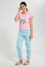 Load image into Gallery viewer, Redtag-Pink-Printed-Pyjama-Set-Pyjama-Sets-Women&#39;s-
