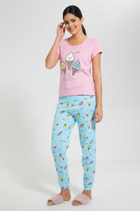 Redtag-Pink-Printed-Pyjama-Set-Pyjama-Sets-Women's-