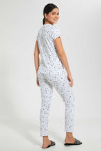 Load image into Gallery viewer, Redtag-White-Allover-Printed-Pyjama-Set-Pyjama-Sets-Women&#39;s-
