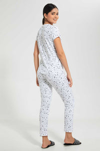 Redtag-White-Allover-Printed-Pyjama-Set-Pyjama-Sets-Women's-