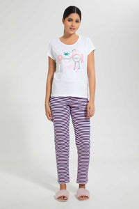 Redtag-White-Pool-Party-Printed-Pyjama-Set-Pyjama-Sets-Women's-