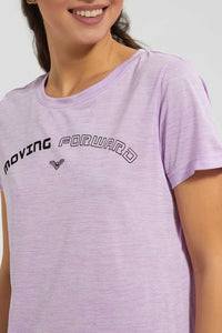 Purple Printed Long Active T-Shirt