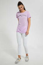 Load image into Gallery viewer, Purple Printed Long Active T-Shirt
