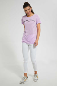 Purple Printed Long Active T-Shirt