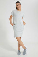 Load image into Gallery viewer, Redtag-Grey-Melange-Basic-Knitted-Dress-Dresses-Senior-Girls-9 to 14 Years
