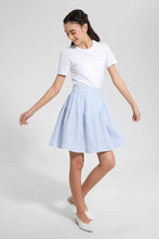 Load image into Gallery viewer, Blue And White Pleated Skirt
