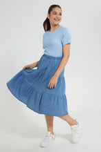 تنزيل الصورة على معرض الصور، Redtag-Denim-Blue-Tiered-Skirt-Skirts-Senior-Girls-9 to 14 Years
