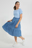 Redtag-Denim-Blue-Tiered-Skirt-Skirts-Senior-Girls-9 to 14 Years