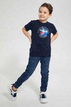 تنزيل الصورة على معرض الصور، Redtag-Darkwash-Panelled-Jogger-Jeans-Jogger-Fit-Boys-2 to 8 Years
