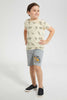 Redtag-Grey-Marl-Print-Short-Active-Shorts-Boys-2 to 8 Years