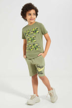 تنزيل الصورة على معرض الصور، Redtag-Olive-Print-Shorts-Active-Shorts-Boys-2 to 8 Years
