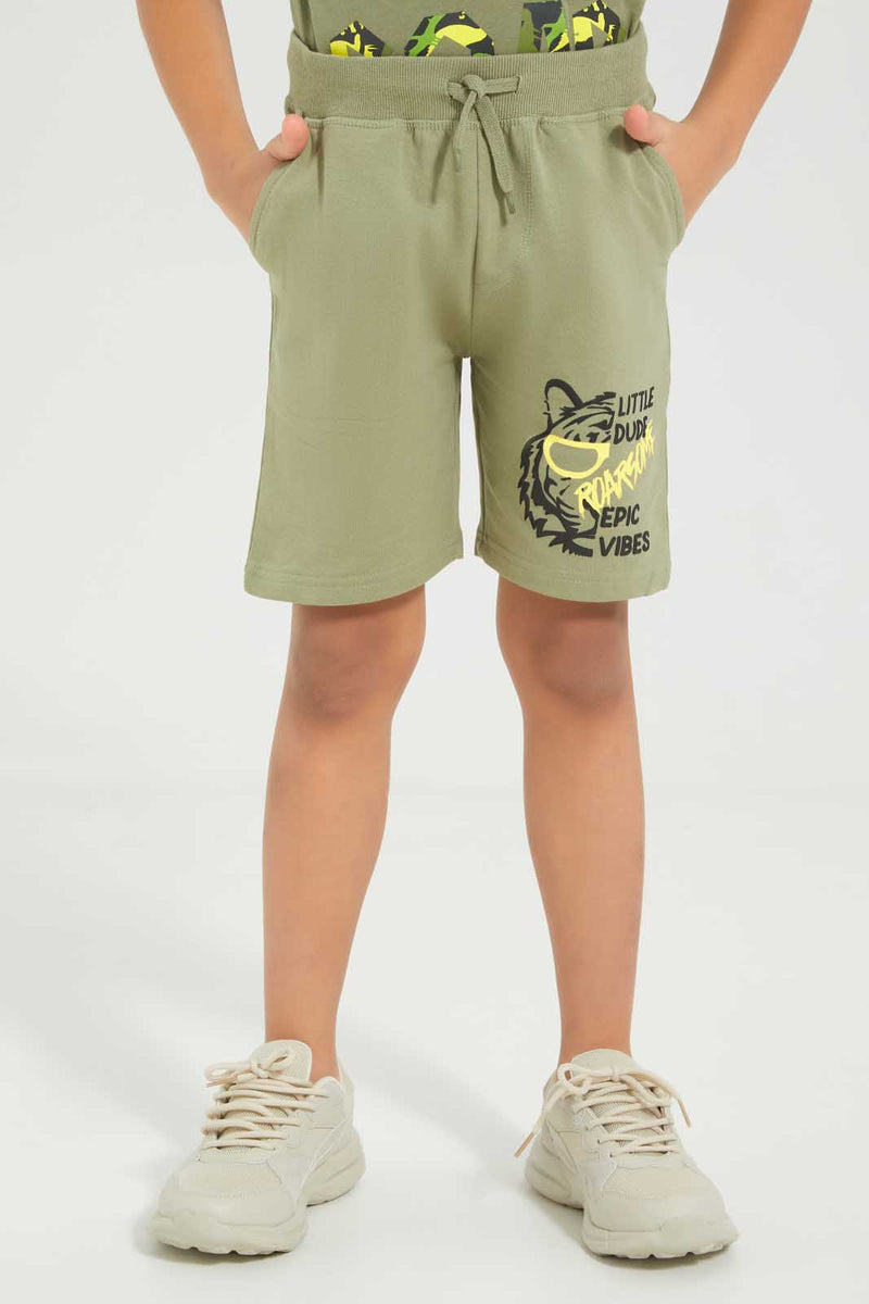 Redtag-Olive-Print-Shorts-Active-Shorts-Boys-2 to 8 Years