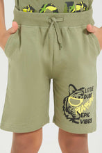 تنزيل الصورة على معرض الصور، Redtag-Olive-Print-Shorts-Active-Shorts-Boys-2 to 8 Years
