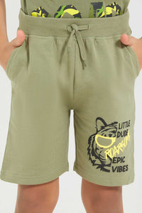 Redtag-Olive-Print-Shorts-Active-Shorts-Boys-2 to 8 Years