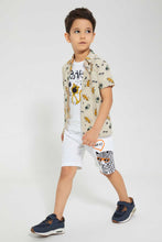 تنزيل الصورة على معرض الصور، Redtag-White-Print-Short-Active-Shorts-Boys-2 to 8 Years
