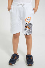 تنزيل الصورة على معرض الصور، Redtag-White-Print-Short-Active-Shorts-Boys-2 to 8 Years
