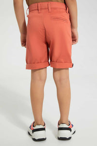 Redtag-Orange-Chino-Short-Chino-Shorts-Boys-2 to 8 Years