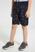 Load image into Gallery viewer, Redtag-Navy-Stripe-Ribbed-Printed-Short-Casual-Shorts-Boys-2 to 8 Years
