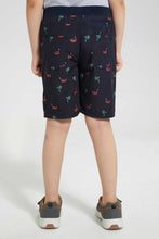 Load image into Gallery viewer, Redtag-Navy-Stripe-Ribbed-Printed-Short-Casual-Shorts-Boys-2 to 8 Years
