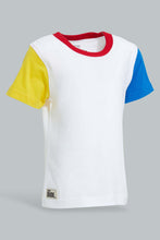 Load image into Gallery viewer, Redtag-White-Short-Slv-T-Shirt-With-Contrast-Sleeves-Plain-Infant-Boys-3 to 24 Months
