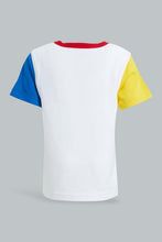 Load image into Gallery viewer, Redtag-White-Short-Slv-T-Shirt-With-Contrast-Sleeves-Plain-Infant-Boys-3 to 24 Months
