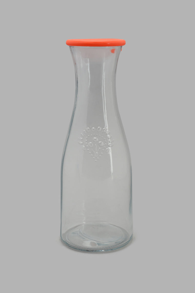 Redtag-Clear-Glass-Bottle-With-Silicone-Lid-Category:Bottles,-Colour:White,-Filter:Home-Dining,-HMW-DIN-Drinkware,-New-In,-New-In-HMW-DIN,-Non-Sale,-S22C,-Section:Homewares-Home-Dining-