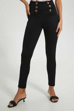 تنزيل الصورة على معرض الصور، Redtag-Black-Pontie-Leggings-With-Button-Jeggings-Women&#39;s-
