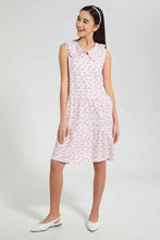 تنزيل الصورة على معرض الصور، Redtag-Pink-Floral-Print-Peterpan-Collar-Tiered-Dress-Dresses-Senior-Girls-9 to 14 Years
