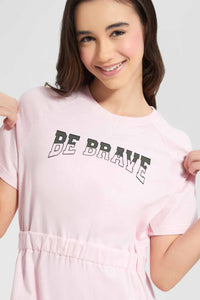 Redtag-Pink-Sporty-Knitted-Dress-Category:Dresses,-Colour:Pink,-Filter:Senior-Girls-(9-to-14-Yrs),-GSR-Dresses,-New-In,-New-In-GSR,-Non-Sale,-RMD-add,-S22C,-Section:Kidswear-Senior-Girls-9 to 14 Years