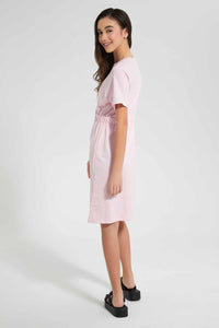 Redtag-Pink-Sporty-Knitted-Dress-Category:Dresses,-Colour:Pink,-Filter:Senior-Girls-(9-to-14-Yrs),-GSR-Dresses,-New-In,-New-In-GSR,-Non-Sale,-RMD-add,-S22C,-Section:Kidswear-Senior-Girls-9 to 14 Years