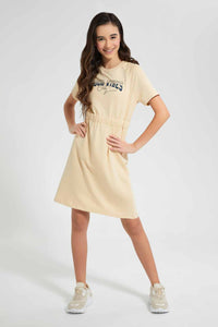 Redtag-Beige-Sporty-Knitted-Dress-Category:Dresses,-Colour:Beige,-Filter:Senior-Girls-(9-to-14-Yrs),-GSR-Dresses,-New-In,-New-In-GSR,-Non-Sale,-RMD-add,-S22C,-Section:Kidswear-Senior-Girls-9 to 14 Years