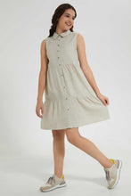 تنزيل الصورة على معرض الصور، Redtag-Beige-Linen-Shirt-Dresses-Senior-Girls-9 to 14 Years
