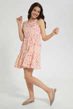 تنزيل الصورة على معرض الصور، Redtag-Floral-Linen-Button-Front-Dress-Dresses-Senior-Girls-9 to 14 Years
