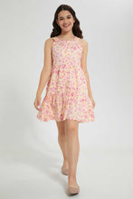 تنزيل الصورة على معرض الصور، Redtag-Floral-Linen-Button-Front-Dress-Dresses-Senior-Girls-9 to 14 Years
