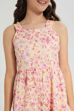 تنزيل الصورة على معرض الصور، Redtag-Floral-Linen-Button-Front-Dress-Dresses-Senior-Girls-9 to 14 Years
