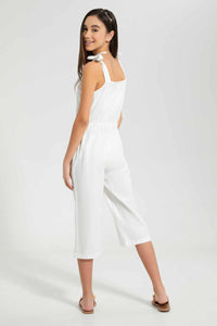 Redtag-White-Linen-Jumpsuit-Jumpsuits-Senior-Girls-9 to 14 Years