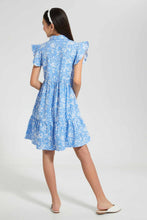تنزيل الصورة على معرض الصور، Redtag-Blue-Floral-Shirt-Dress-Dresses-Senior-Girls-9 to 14 Years
