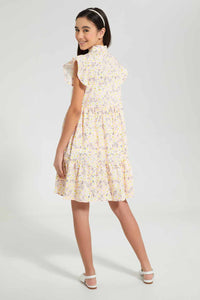 Redtag-Pink-Floral-Shirt-Dress-Dresses-Senior-Girls-9 to 14 Years